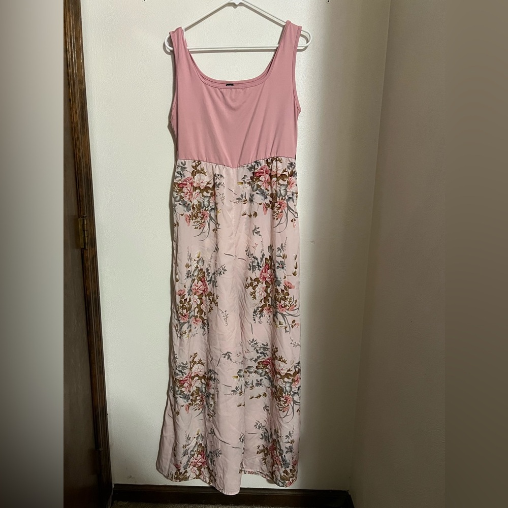 SHEIN Classic Floral Feminine Empire Waist Wide Leg Romper Jumpsuit Pink Wms XL